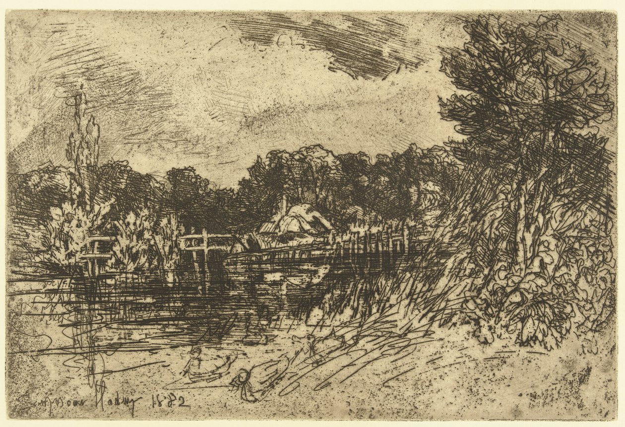 Flodprovet vid Longparish Testet på Longparish av Francis Seymour Haden (Sir) (signed by artist)