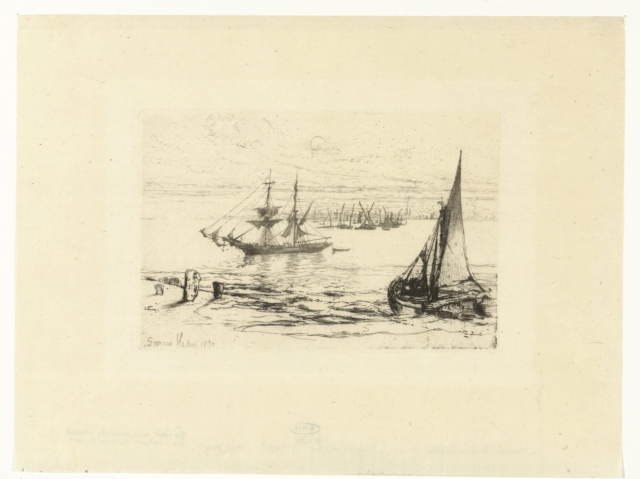Ett fartyg för ankar En brigg för ankar av Francis Seymour Haden (Sir) (signed by artist)
