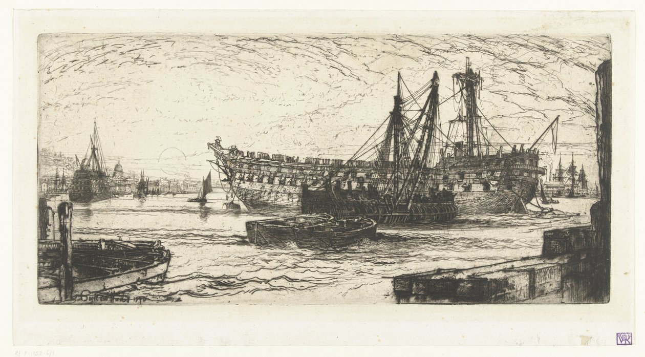 Demontering av skeppet Agamemnon Upplösning av Agamemnon av Francis Seymour Haden (Sir) (signed by artist)
