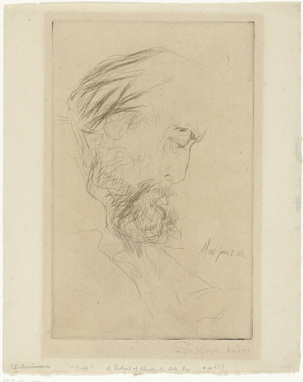 Porträtt av Charles Cole Griff av Francis Seymour Haden (Sir) (signed by artist)
