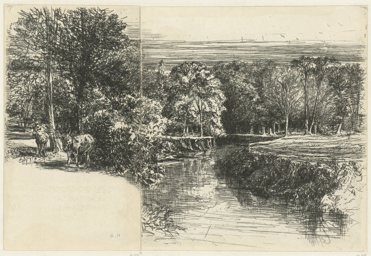 Två åsnor och floden Dundrum De två åsna Dundrum floden av Francis Seymour Haden (Sir) (signed by artist)