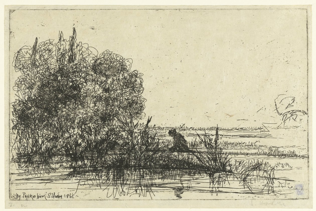 Twickenham aan de Themes Twickenham kyrka Av Twickenham (titel på objekt) av Francis Seymour Haden (Sir) (signed by artist)