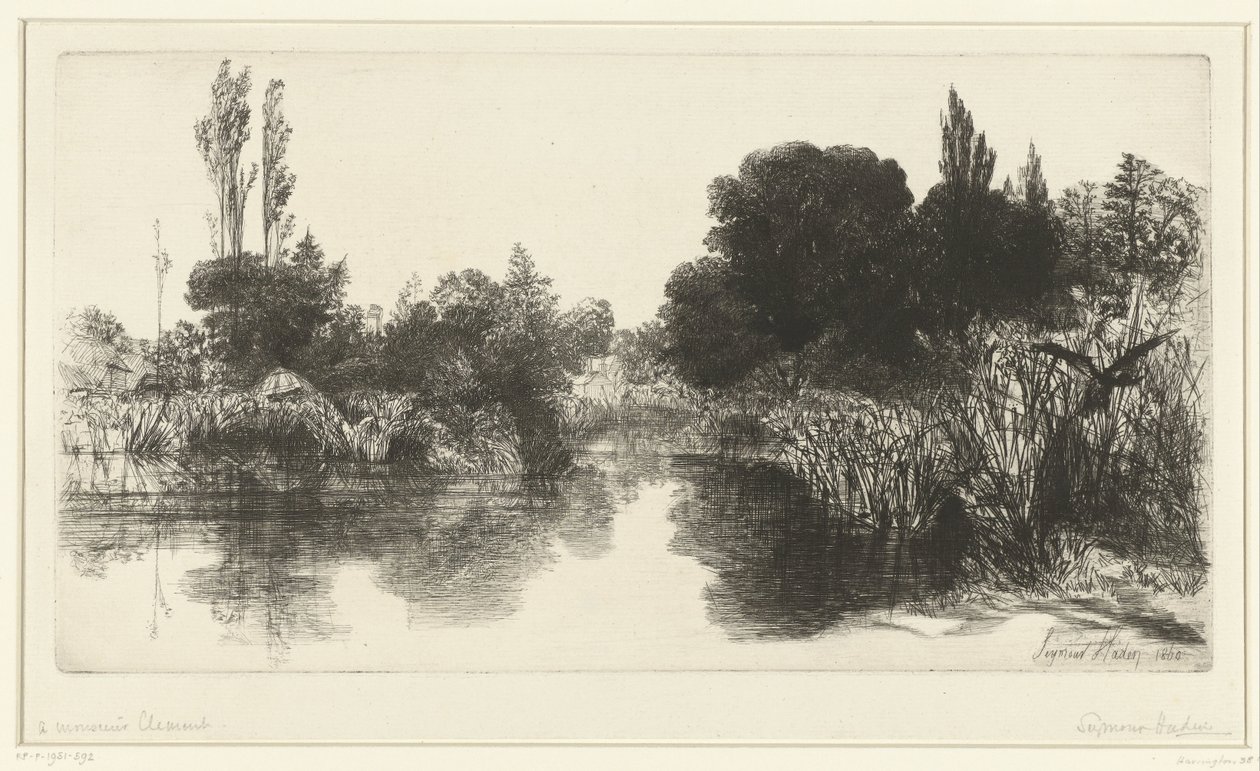 Damm Shere Mill Pond av Francis Seymour Haden (Sir) (signed by artist)