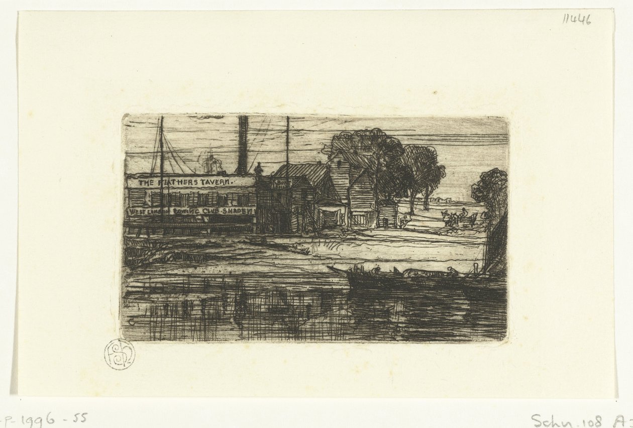 West London Roddklubb The Feathers Tavern av Francis Seymour Haden (Sir) (signed by artist)