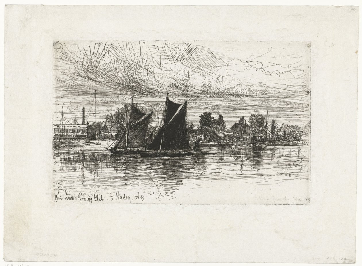 West London Rowing Club (titel på objekt) av Francis Seymour Haden (Sir) (signed by artist)