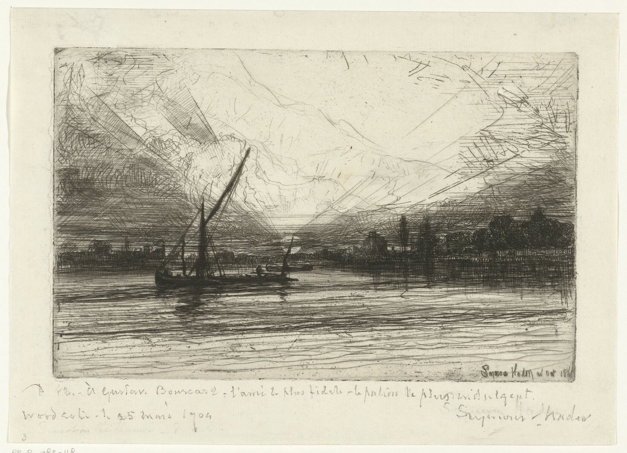 Solnedgång på Themsen Solnedgång på Themsen av Francis Seymour Haden (Sir) (signed by artist)