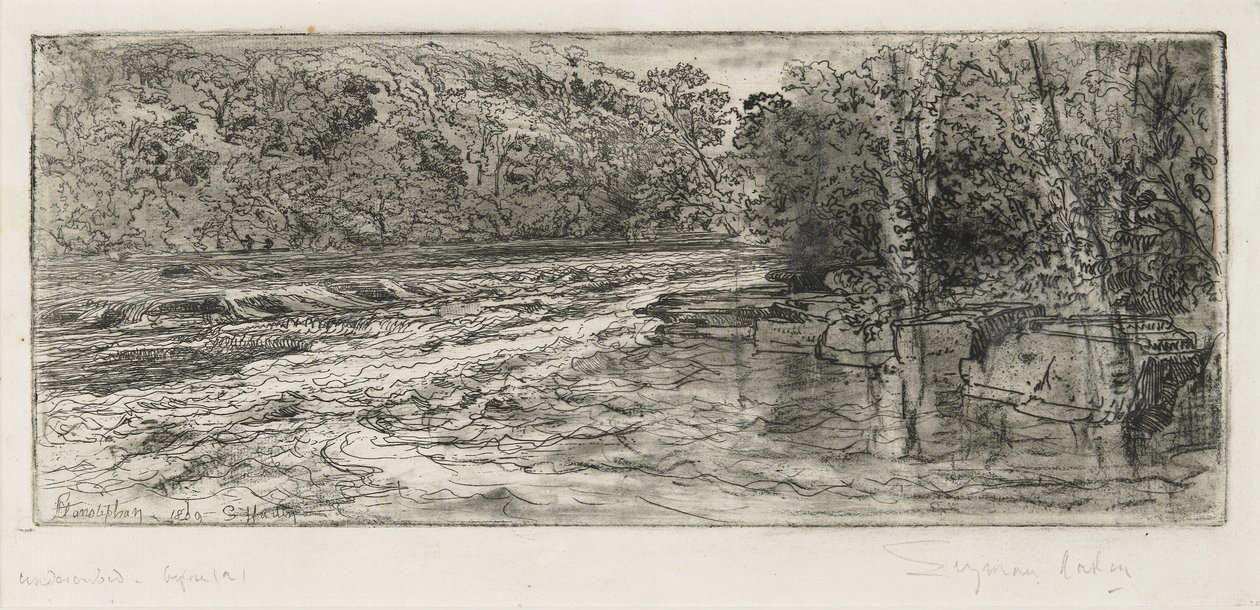 En trolig plats för lax, 1889 av Francis Seymour Haden