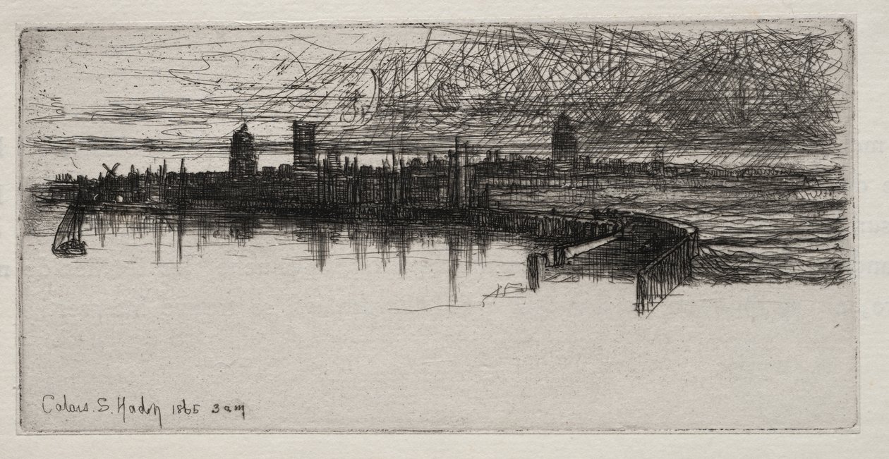 Little Calais Pier, 1865, 03:00 av Francis Seymour Haden