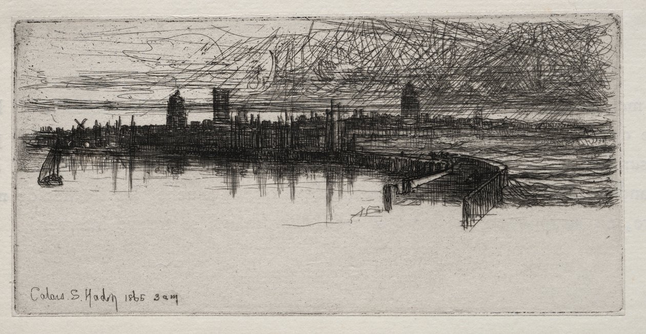 Little Calais Pier, 1865, 03:00, 1865. av Francis Seymour Haden