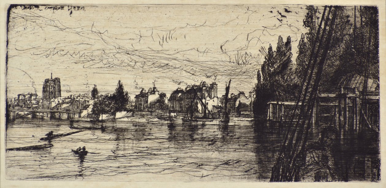 Gamla Chelsea kyrka av Francis Seymour Haden