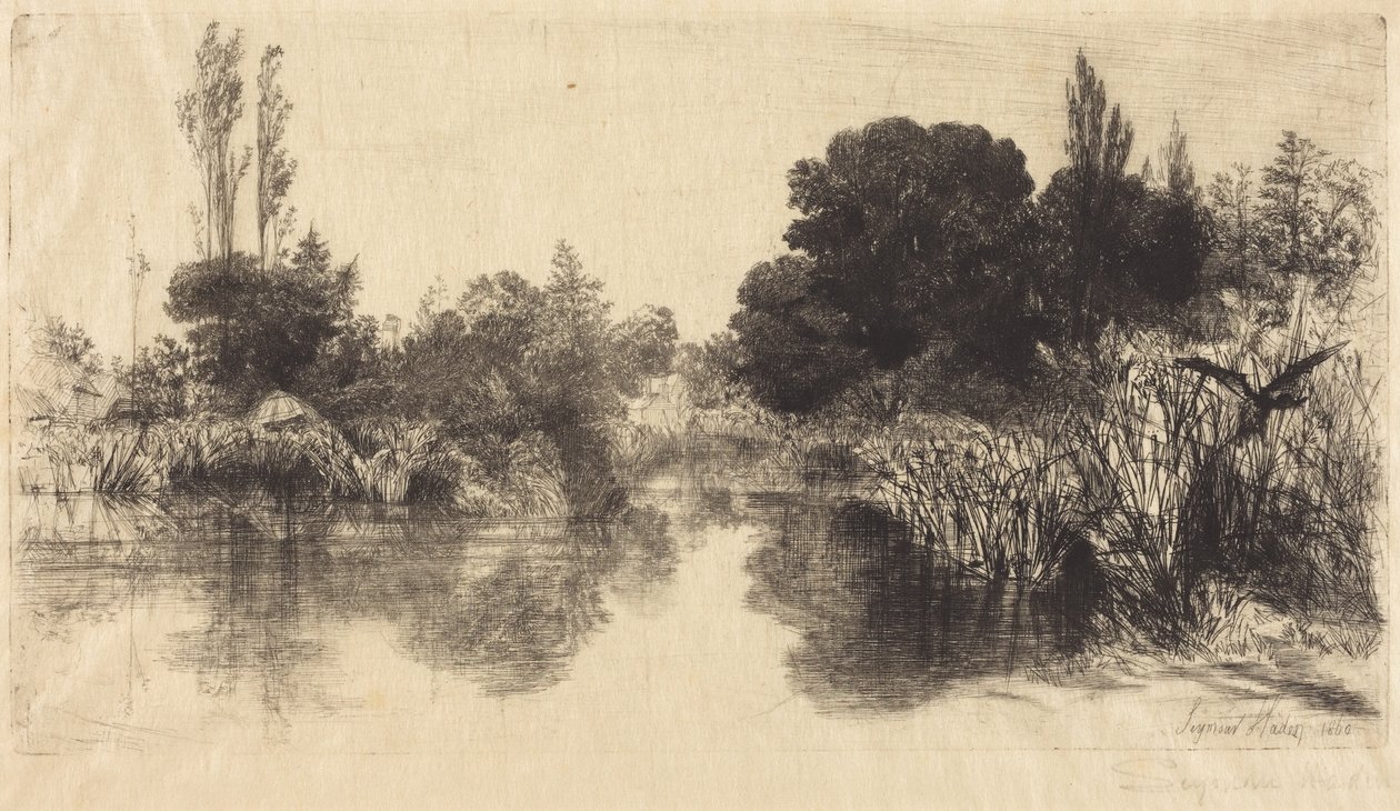 Shere Mill Pond (den större bilden) av Francis Seymour Haden