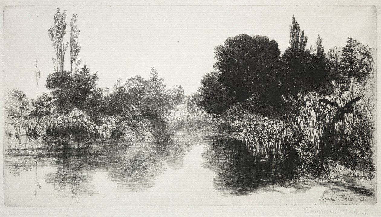 Shere Mill Pond, nr 11 The Large Plate, 1860 och senare. av Francis Seymour Haden