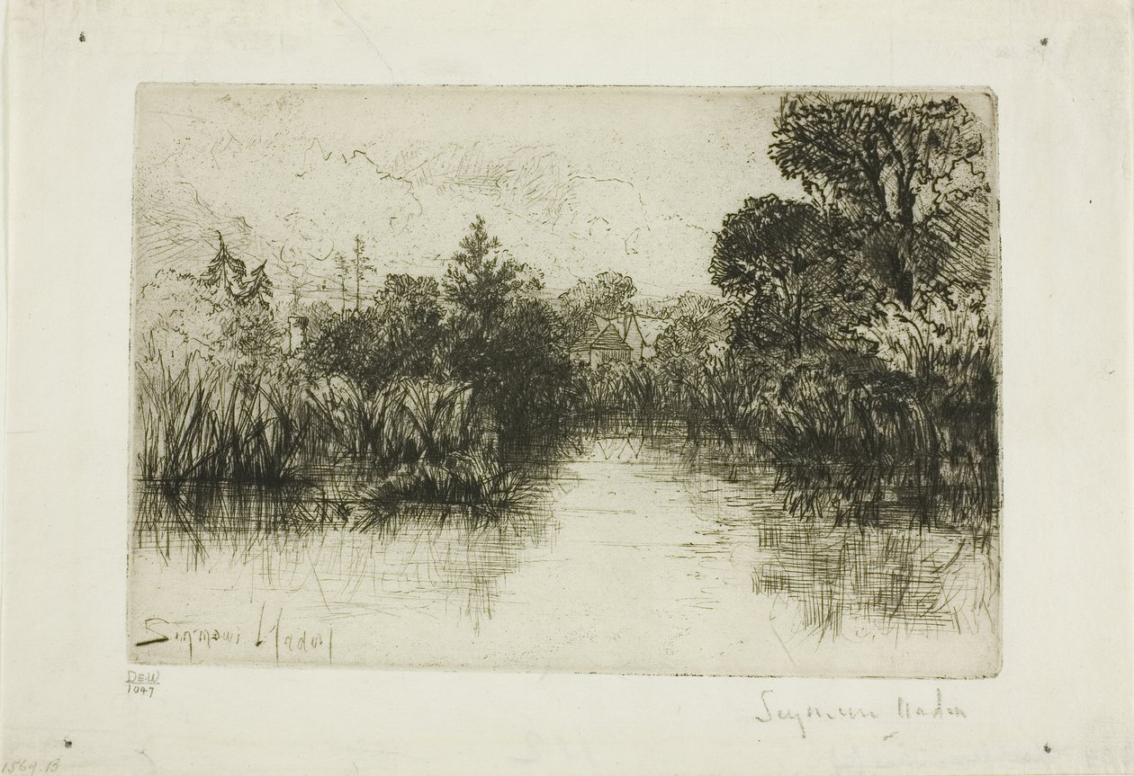 Shere Mill Pond, nr. I (liten tallrik) av Francis Seymour Haden