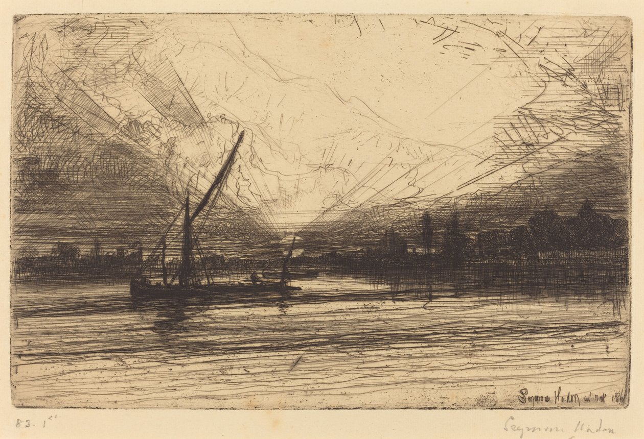 Solnedgång på Themsen av Francis Seymour Haden