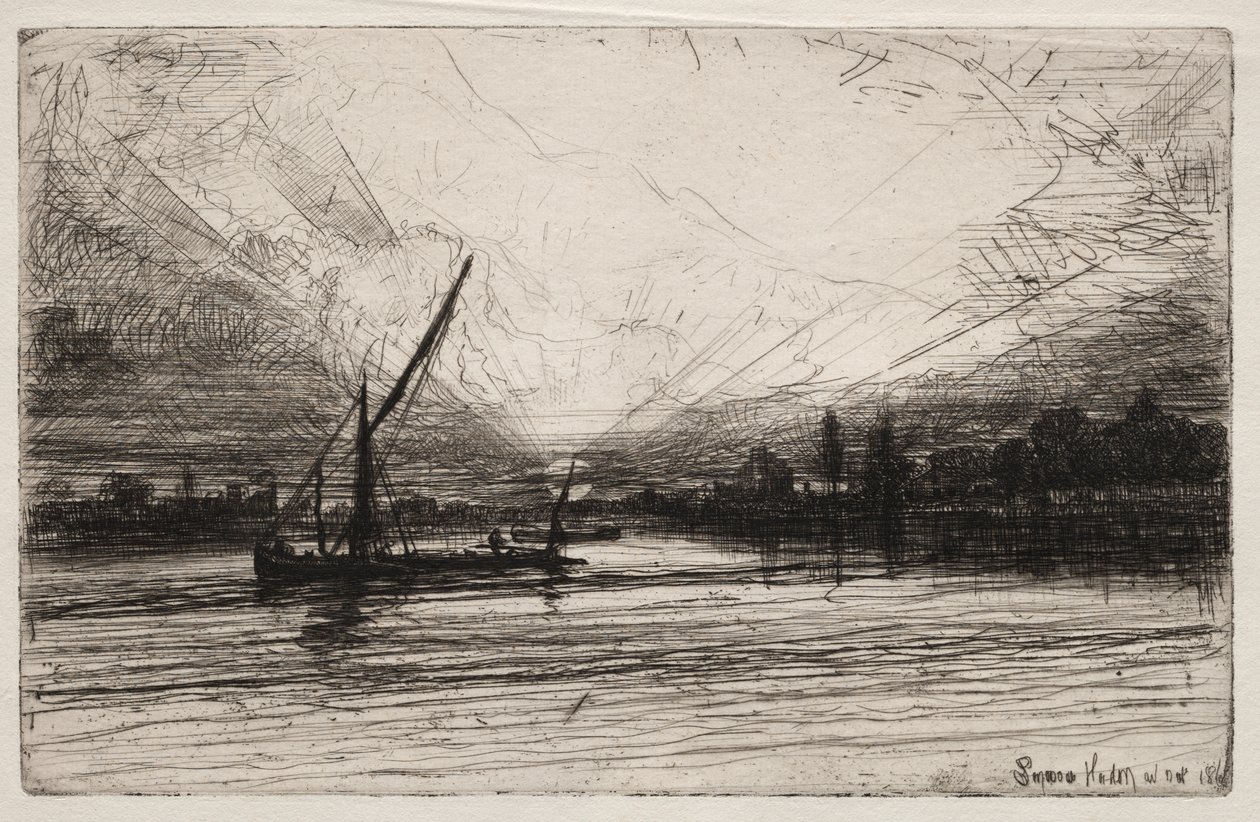 Solnedgång på Themsen av Francis Seymour Haden