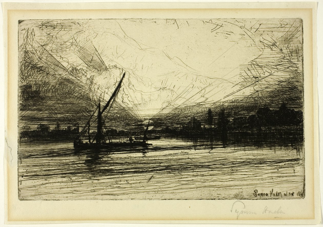 Solnedgång på Themsen av Francis Seymour Haden