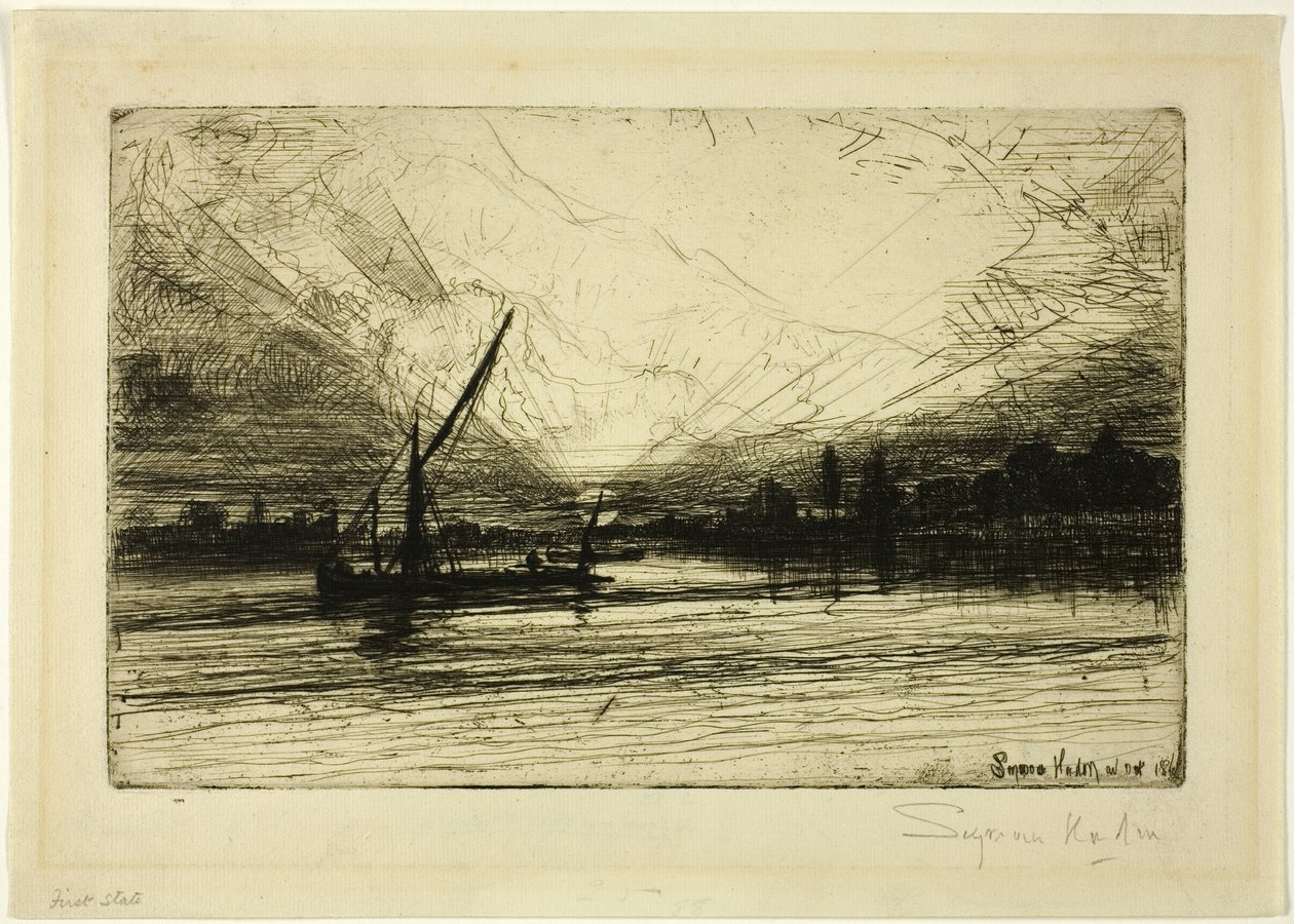 Solnedgång på Themsen av Francis Seymour Haden