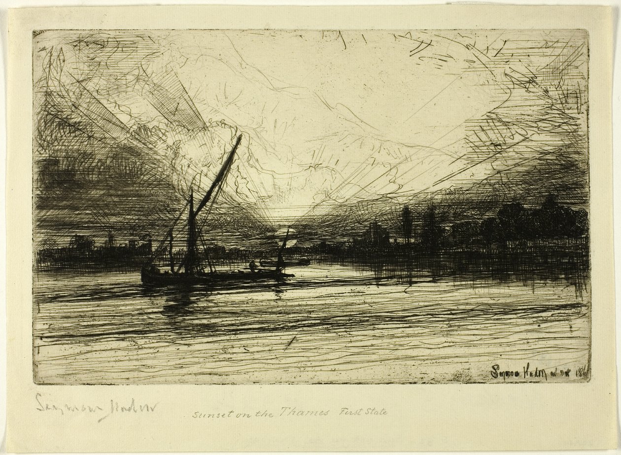 Solnedgång på Themsen av Francis Seymour Haden