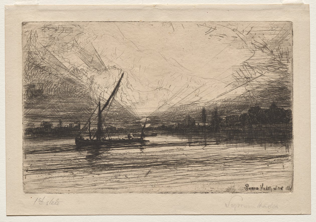 Solnedgång på Themsen av Francis Seymour Haden