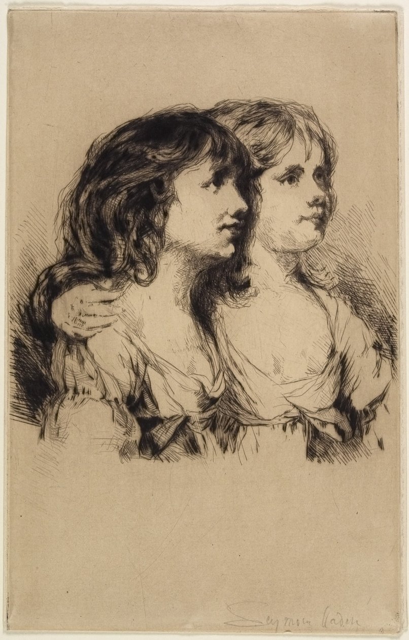 Tvillingarna-Sarah och Anne Haden (nr 2), 1885 av Francis Seymour Haden