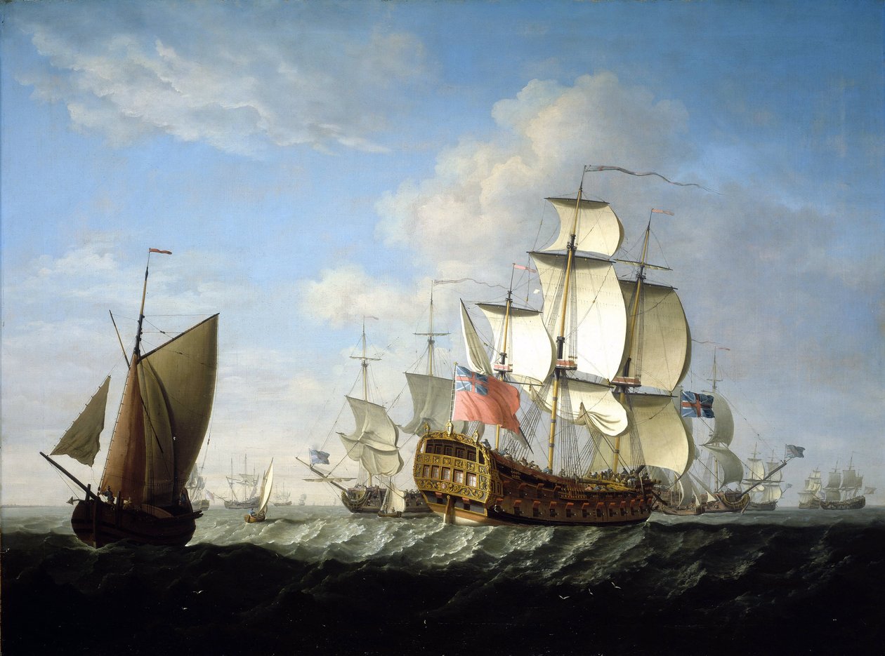 En brittisk eskader ur Royal Navy till sjöss. Olja på duk, omkring slutet av 1740-talet, av Francis Swaine (1725-1782). av Francis Swaine