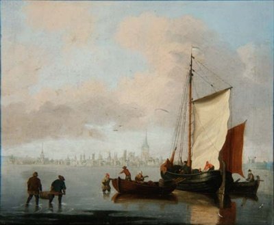 Holländsk flodmynningsscen (en av ett par) av Francis Swaine