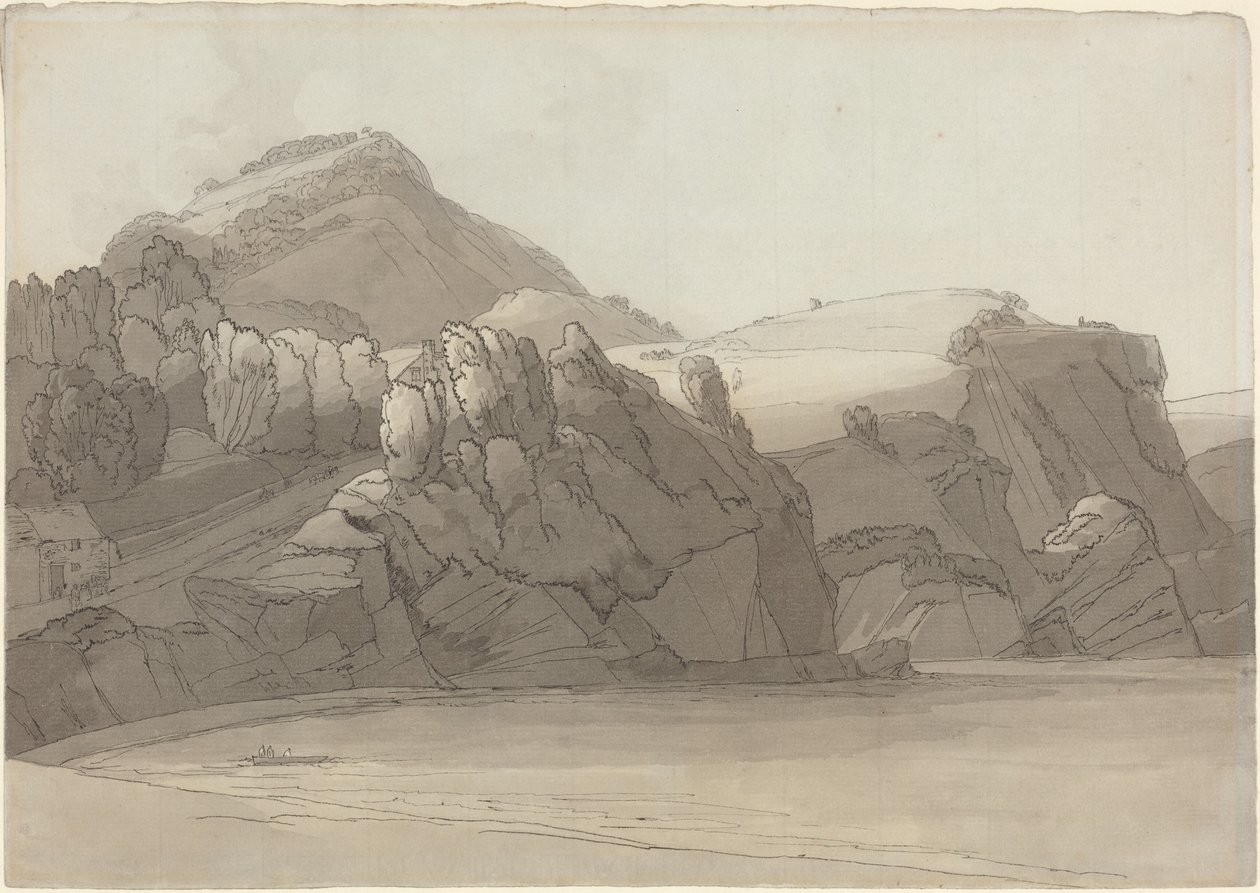 En klippig kust vid Coombmartin, Devon (Combe Martin Bay) av Francis Towne