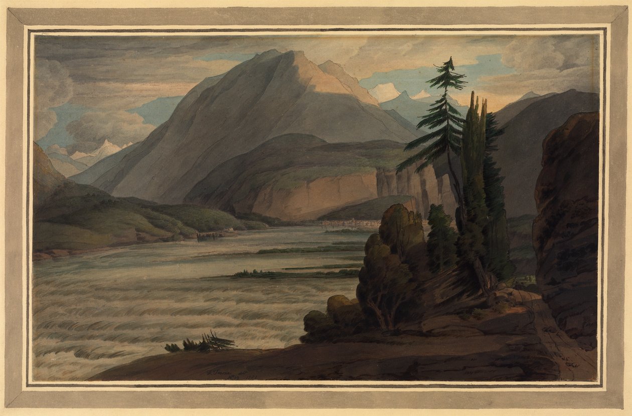In the Valley of the Grisons, 1781 (penna och bläck, tvätta på papper) av Francis Towne