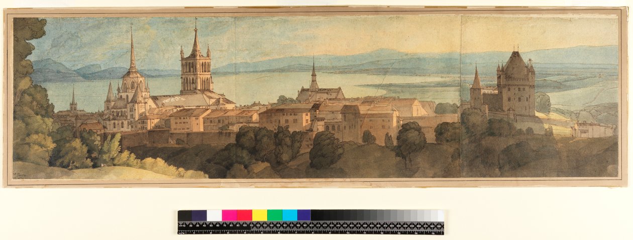 No.1483 View of Lausanne, 1781 (wc, penna och bläck på papper) av Francis Towne