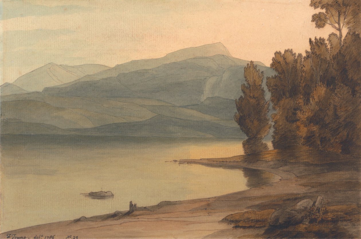Windermere vid solnedgång av Francis Towne