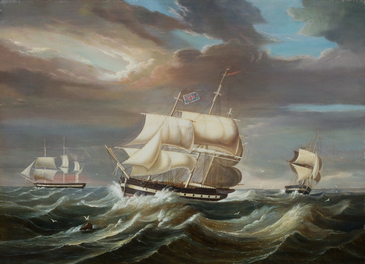 Blackwall fregatter i en styv bris (olja) av Francis Tudgay