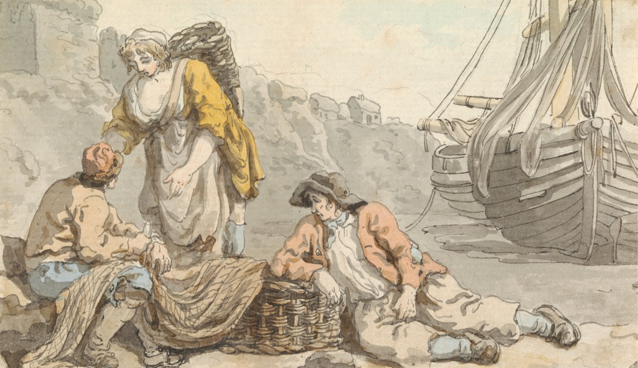 Fiskare med korgar och nät av Francis Wheatley