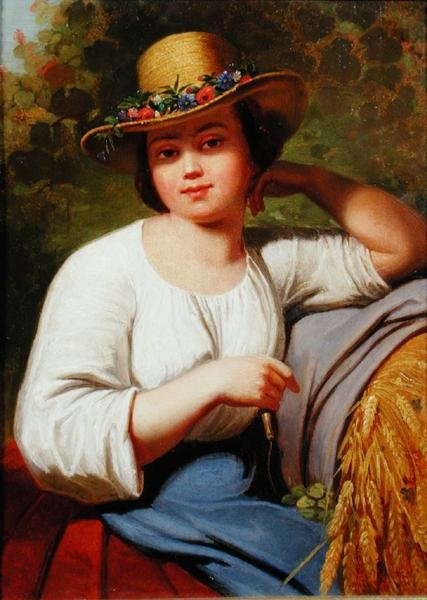 Porträtt av en lanttjej (olja på duk) av Francis Wheatley