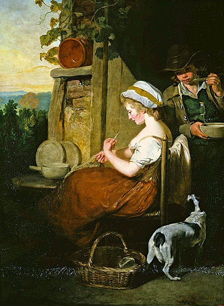 Rustik uppvaktning (olja på duk) av Francis Wheatley