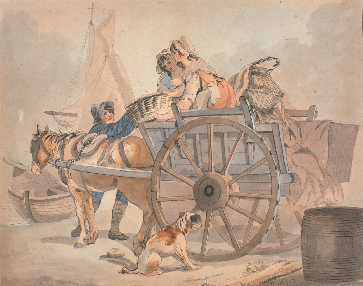 Fiskvagnen (bläck och wc på papper) av Francis Wheatley