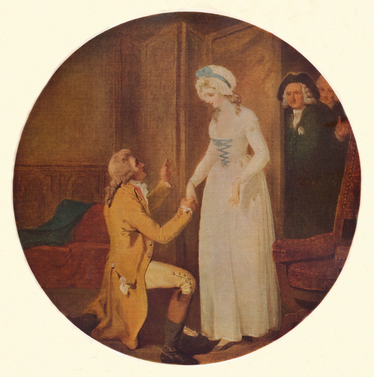 Young Marlow och Miss Hardcastle: A Scene from She Stoops to Conquer av Oliver Goldsmith Akt V, Sc av Francis Wheatley
