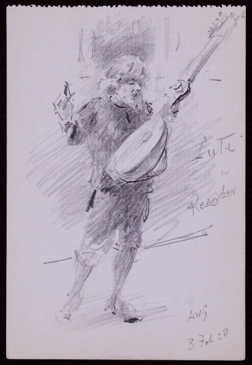 Porträtt av Arnold Dolmetsch av Francis Wilfred Lawson