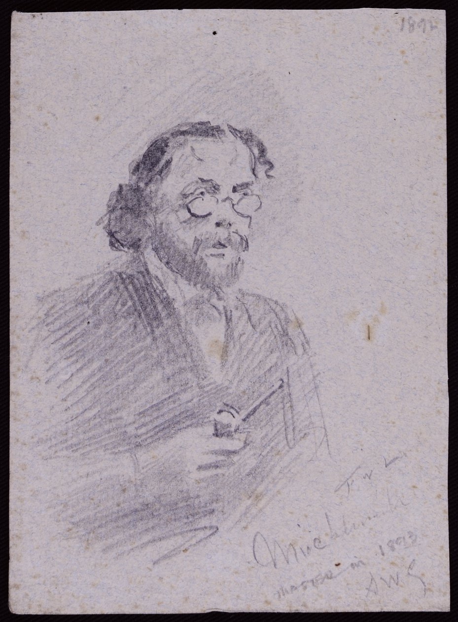 Porträtt av JT Micklethwaite, ca 1893 (penna på papper) av Francis Wilfred Lawson