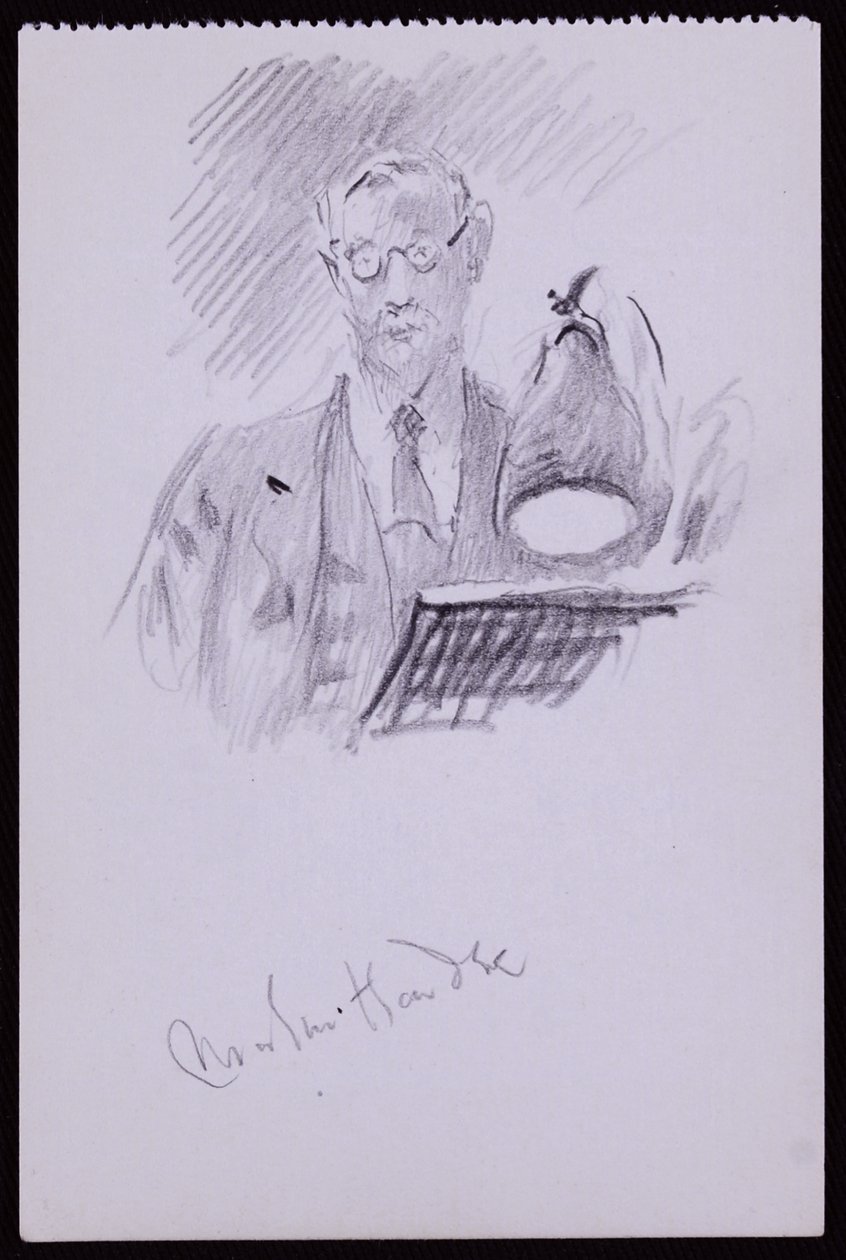 Porträtt av Martin Hardie, ca 1931 (penna på papper) av Francis Wilfred Lawson