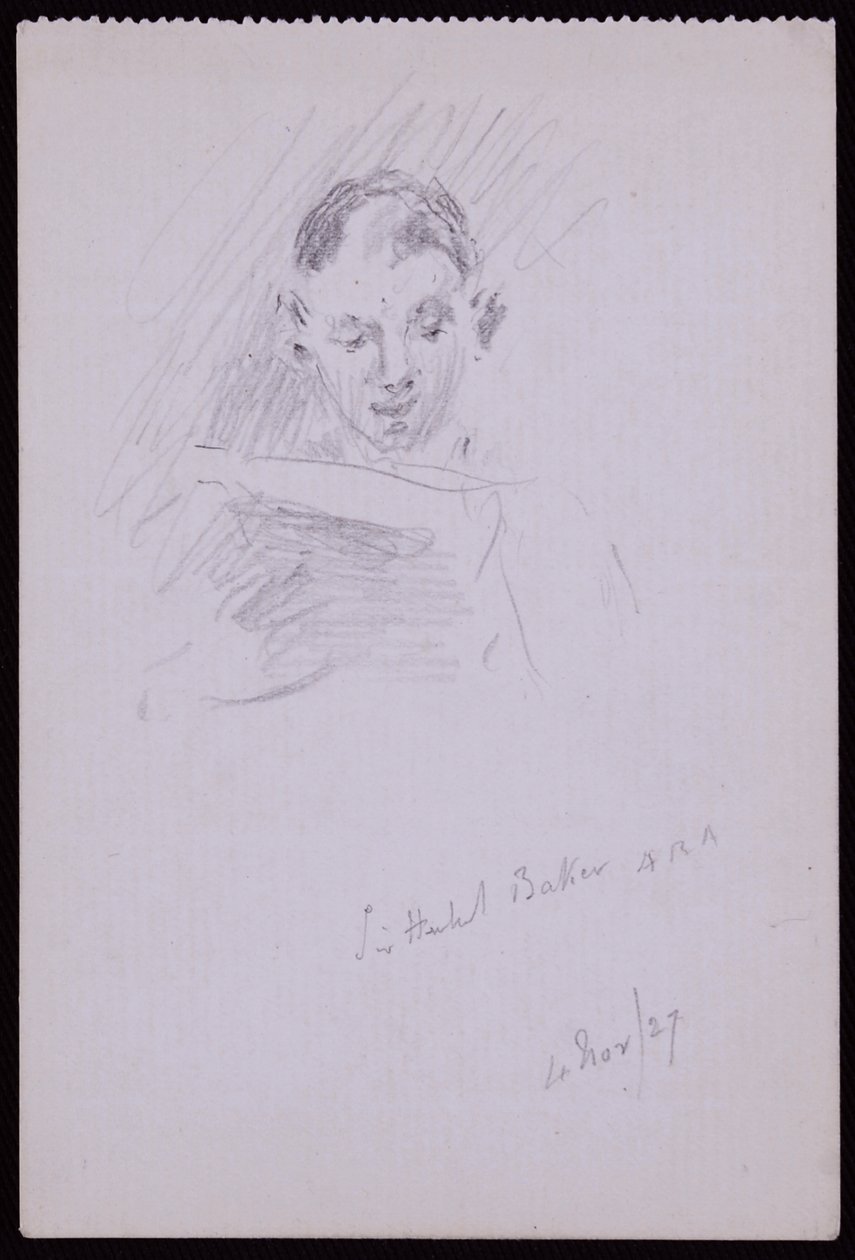 Porträtt av Sir Herbert ARA Baker av Francis Wilfred Lawson