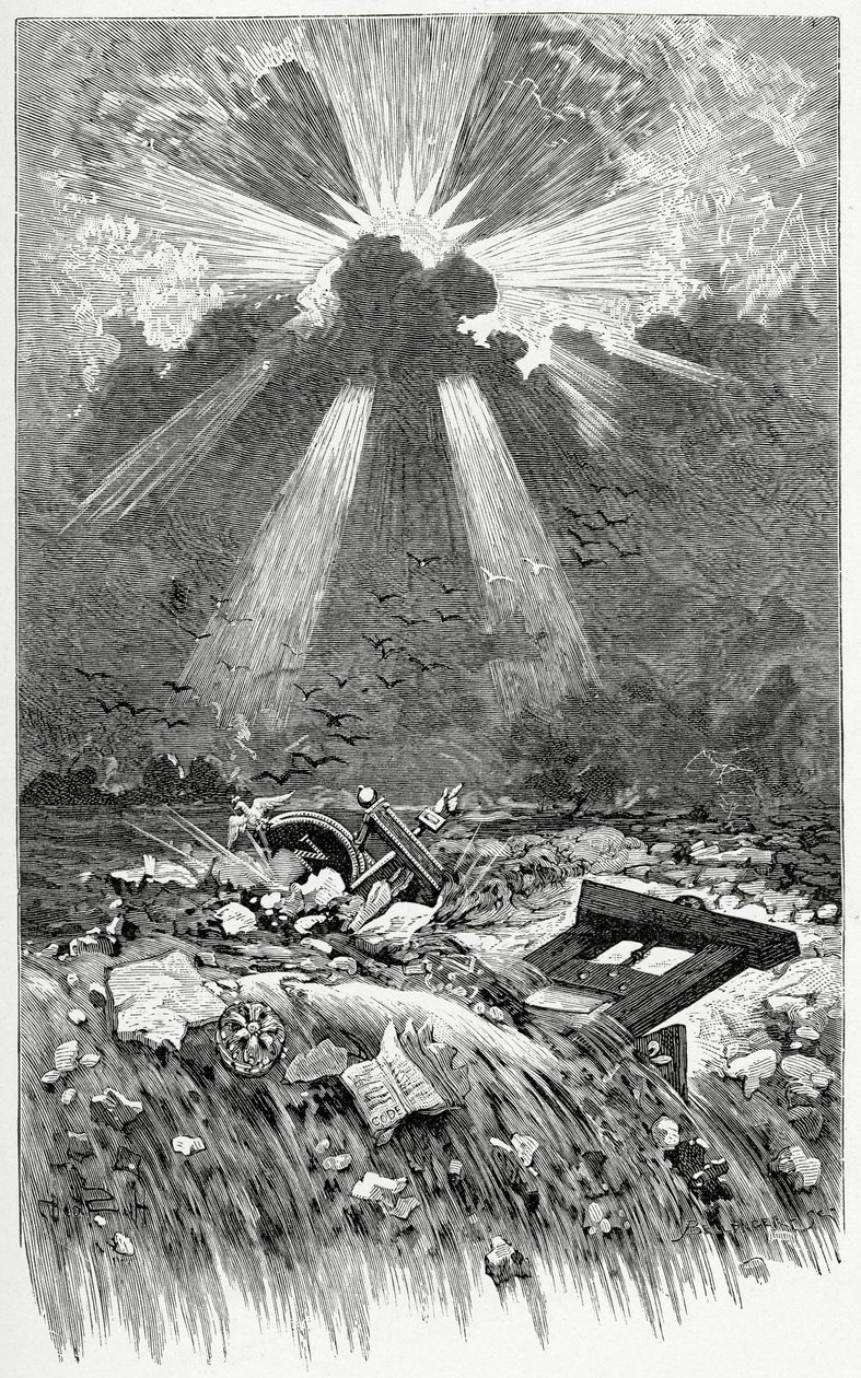 La Débacle - illustration från Napoléon le Petit, 1800-talet (gravyr i svartvitt) av Francis and Scott, Henry Fowke