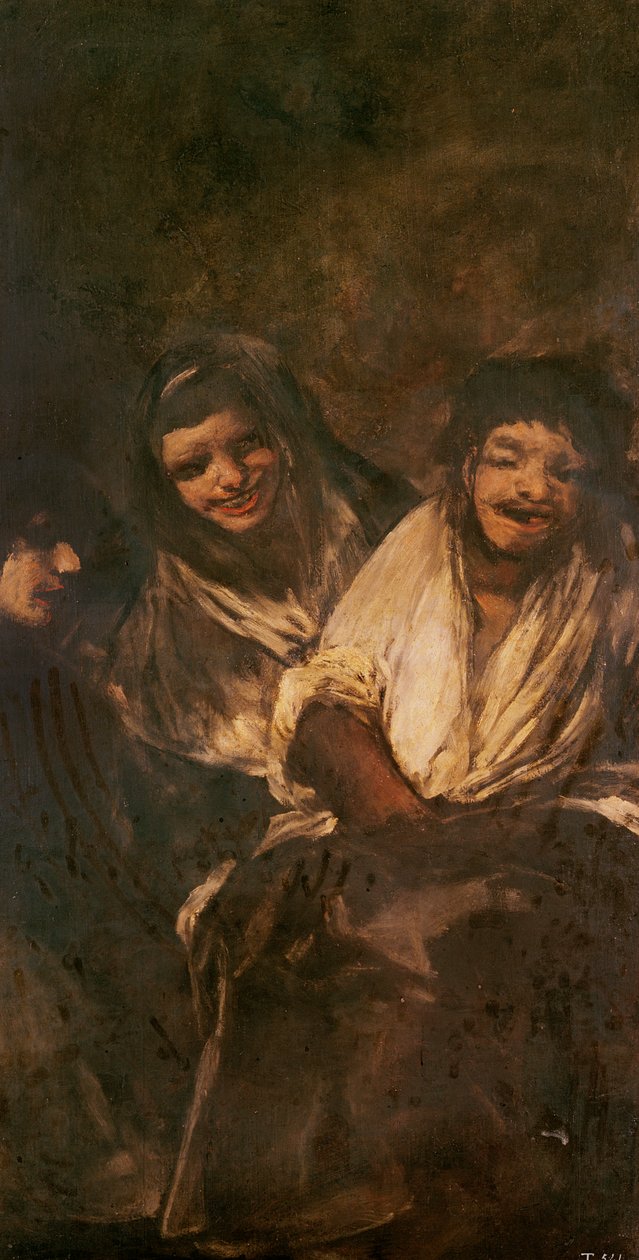 En man och två kvinnor som skrattar av Francisco de Goya