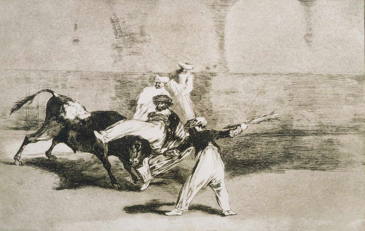 En Moor fångad av tjuren ... från La Tauromaquia av Francisco de Goya