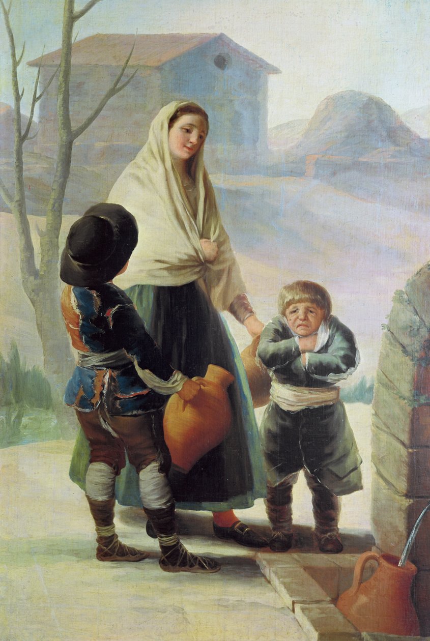 En kvinna och två barn vid en fontän, 1786-7 av Francisco de Goya