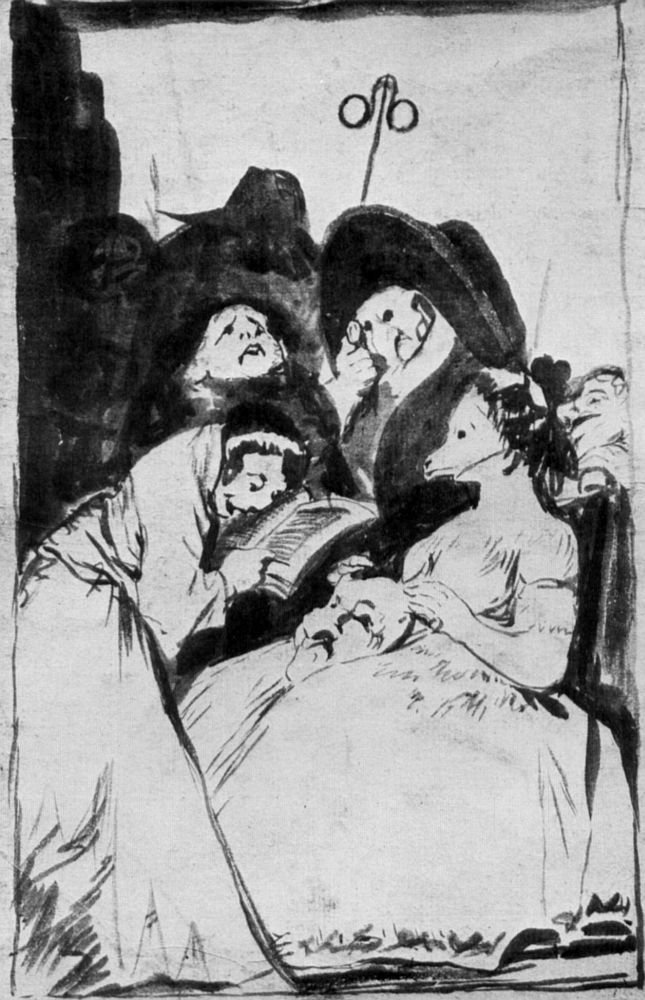 Dibujo preparatorio 1 del capricho  av Francisco de Goya