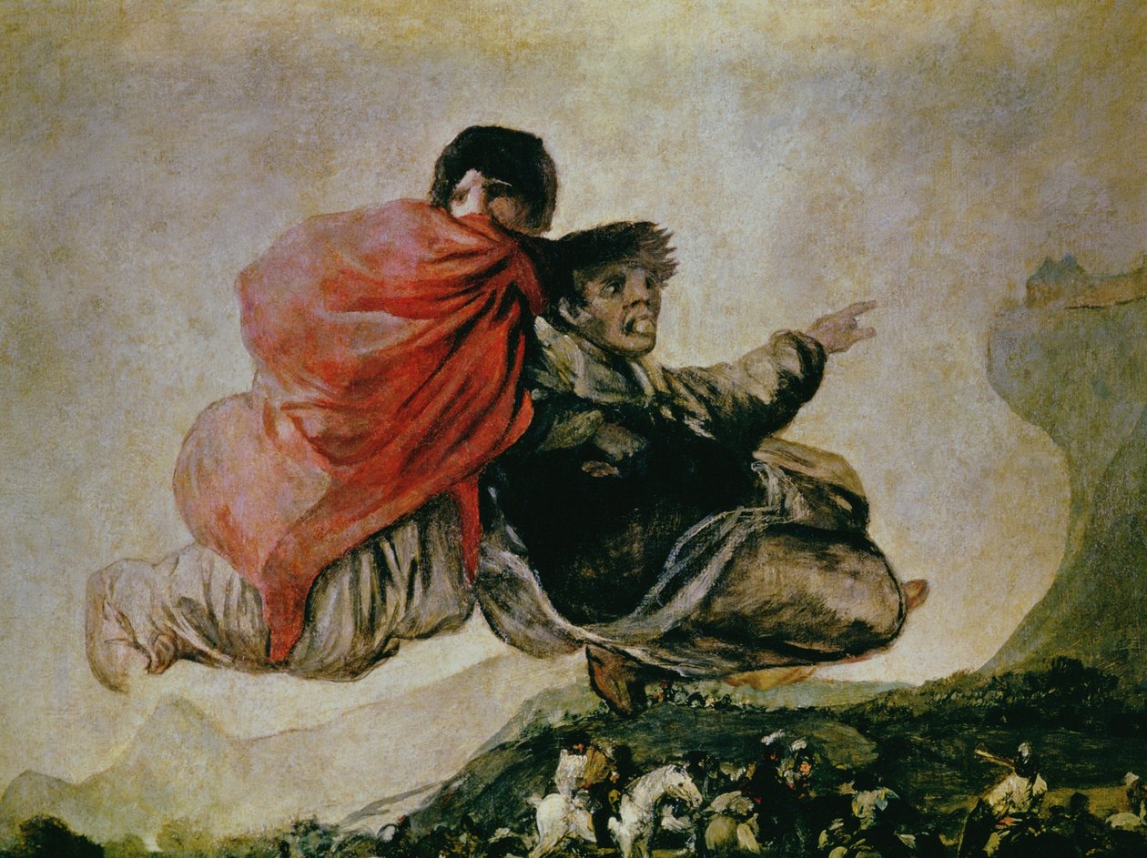 Fantastic Vision (Asmodeus) 1821-23 (olja på gesso överförd till linne) (detalj av 73591) av Francisco de Goya