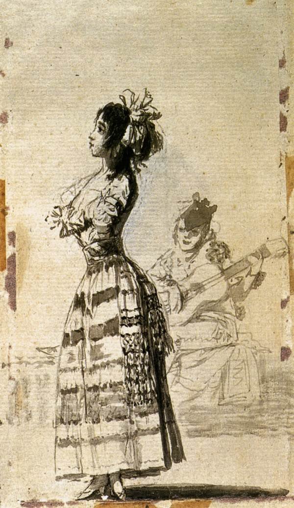 Girl Listening to a Guitar av Francisco de Goya