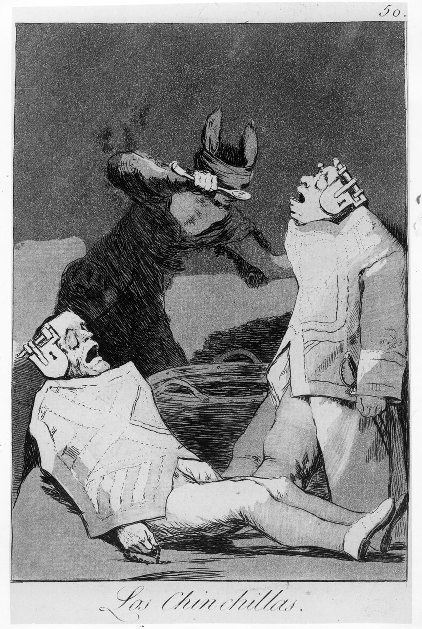 Chinchillorna, plansch 50 i "Los caprichos", 1799 (etsning och akvatint) av Francisco de Goya