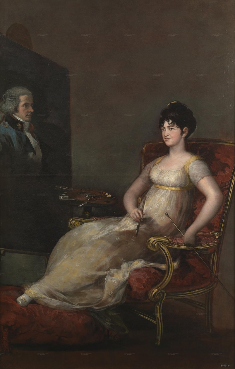 The Marchioness of Villafranca Painting her Husband av Francisco de Goya