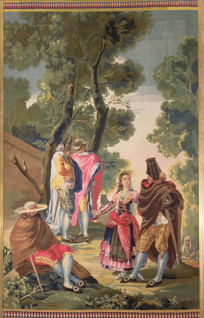 The Pretty Woman and the Masked Men (The Road of Andalusia) swed av Francisco de Goya